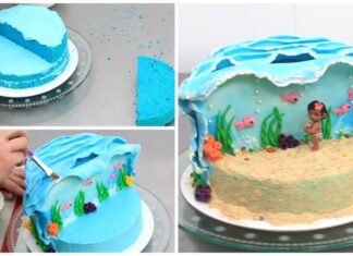 Simple Moana Disney Cake. How to make Moana Disney cake step by step