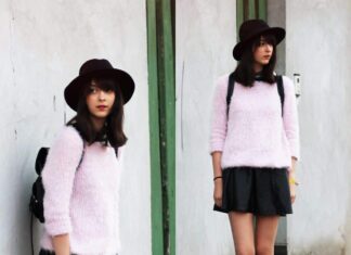 skirt, sweater, hat