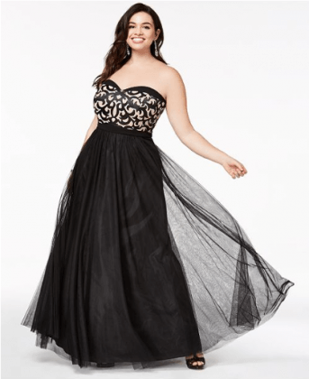 Plus Size Lace Strapless Gown