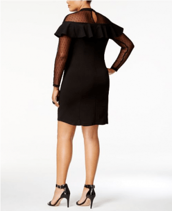 Plus Size Illusion Ruffled Bodycon Dress