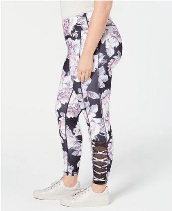 Plus Size Printed Cutout Ankle Leggings, Created for Macy's