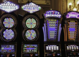 Gambling Is For Fun, Not For Jackpots slot machine with assorted color buttons