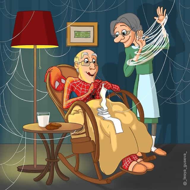 Spiderman: Knitting for wifey