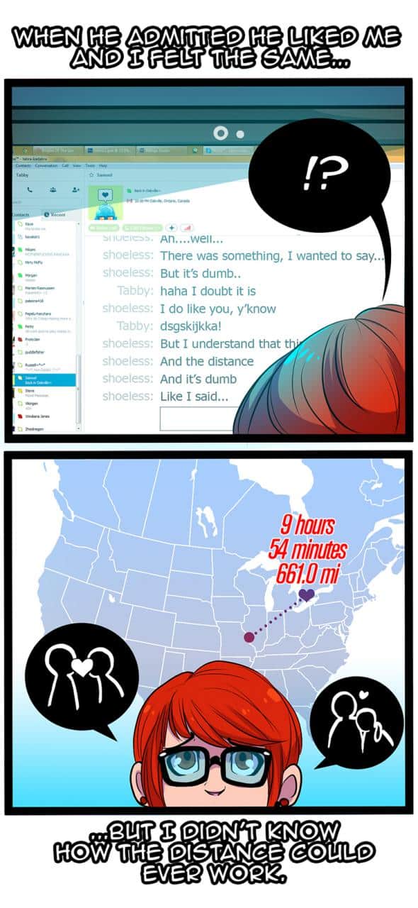 Long distance relationship illustration