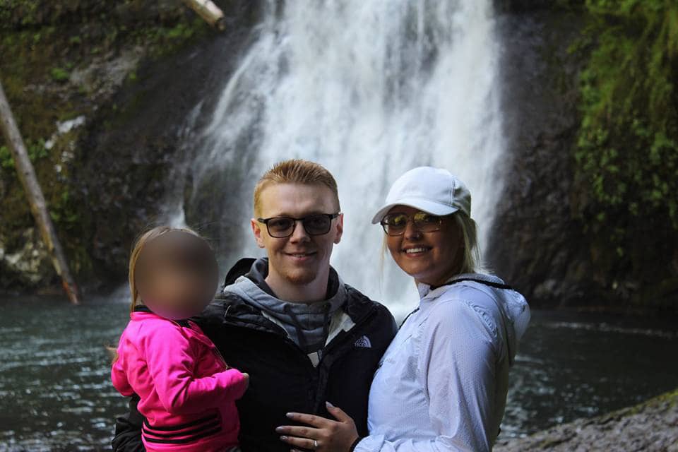 man moved to his knees to impress the little girl