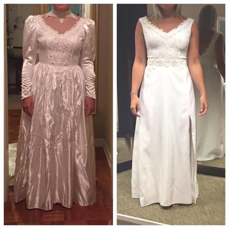 Women choose to wear their mother or grandmother’s wedding dress