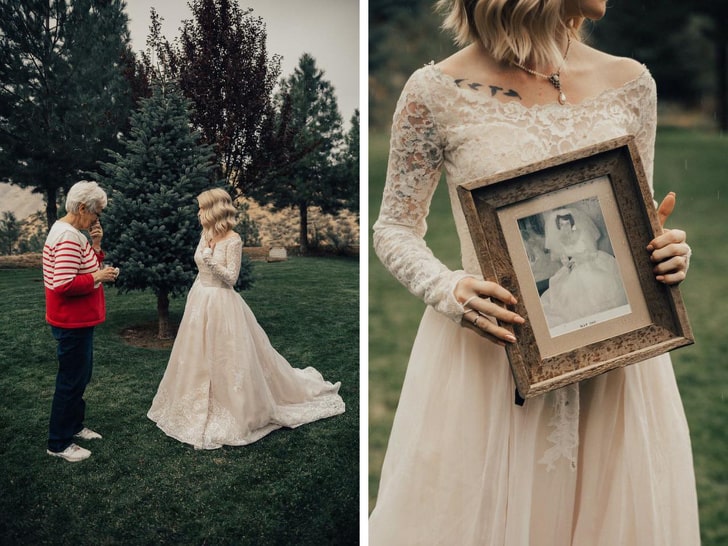 Women choose to wear their mother or grandmother’s wedding dress