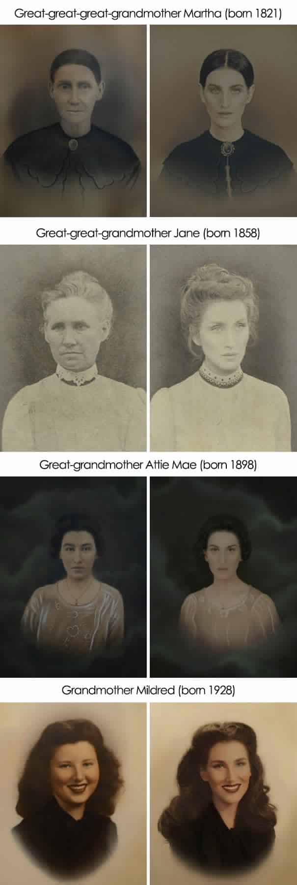 Recreated photos of grandparents that show the resemblance