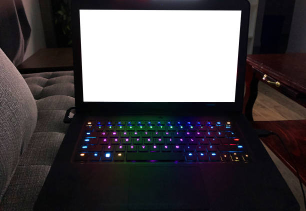 Gaming Laptop All logos removed gaming laptop with isolated (cut out) screen gaming laptop stock pictures, royalty-free photos & images