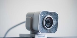 black and silver speaker on white table