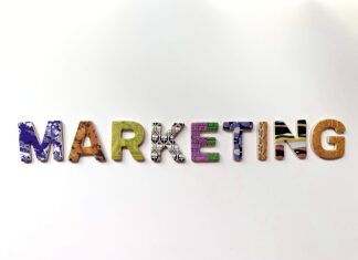 multicolored marketing freestanding letter