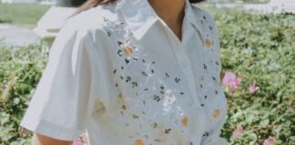 women's white and multicolored floral top