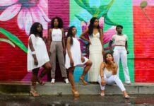 Fun Trip Ideas for a Girls Weekend six women wearing white pants posing