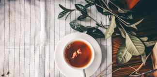 tea serve on white teacup