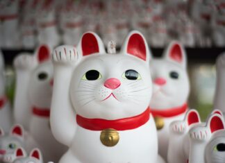 My Lucky Ticket & Big Break pile of Japanese lucky cat