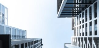 white and blue concrete building