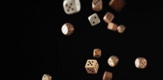 a group of dices flying in the air