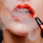 woman with red lipstick and red lipstick