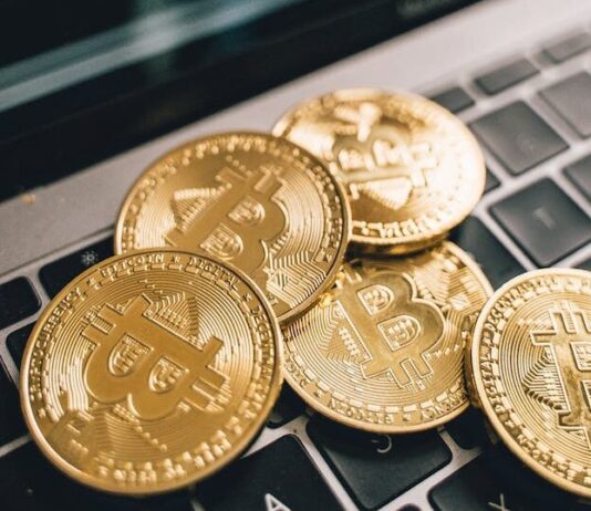 Gold Coins on the Laptop