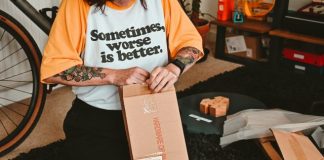 a person with a box on the lap