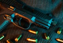 black and silver semi automatic pistol
